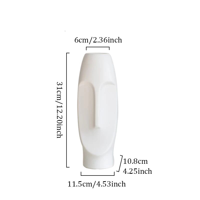 Абстрактная керамическая ваза с длинным лицом, голова персонажа, скульптура, ремесла, креативный подарок, украшение, настольная Цветочная композиция, контейнер - Цвет: C