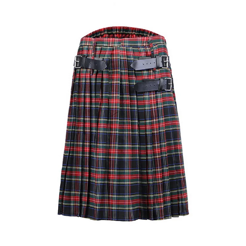 OEAK шотландская Мужская килт традиционная юбка Мужская весна осень ретро нижний клетчатый пояс плиссированная Готическая панк шотландская клетка юбка - Цвет: red