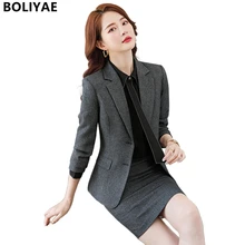Boliyae – ensemble blazer et jupe pour femme, 2 pièces, costume élégant, veste, manteau, Business, formel, professionnel, automne et hiver 