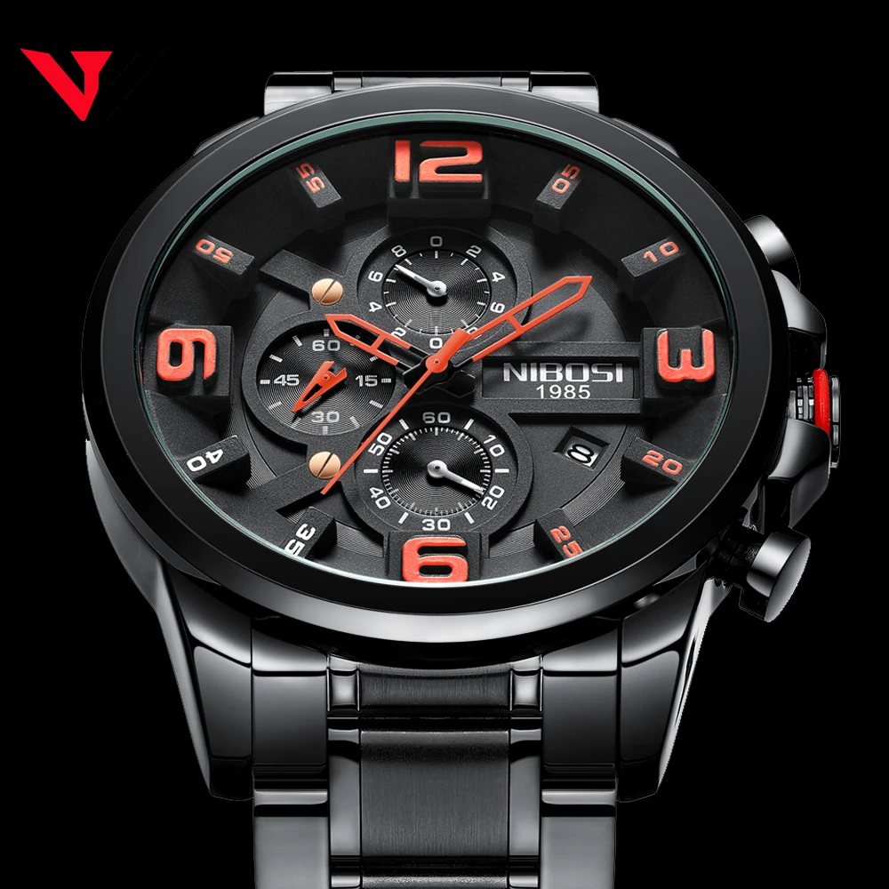 Kaufen NIBOSI Quarz Sport Uhren Für männer Uhr Luxus Marke Wasserdichte Militär Armee Uhr Edelstahl Große Uhr Männlich business