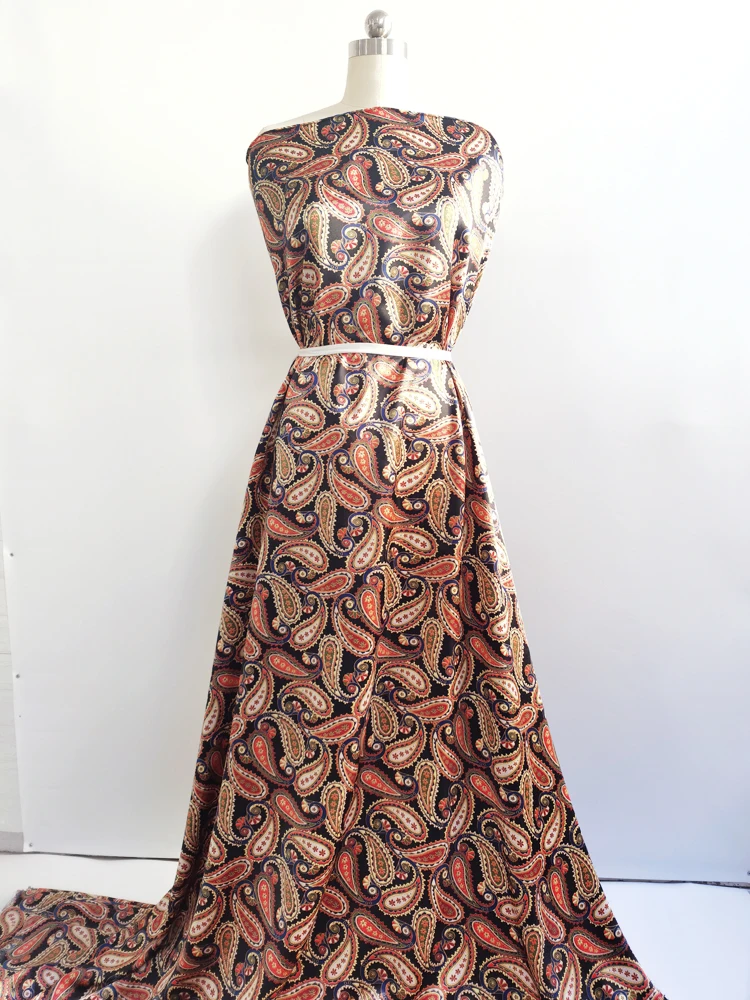 1 Meter x 1,48 Meter Retro-Paisley-Satinstoff, seidiges Charmeuse-Material für Schal, Kleid, Futter, Nähen, DIY – Detail 20
