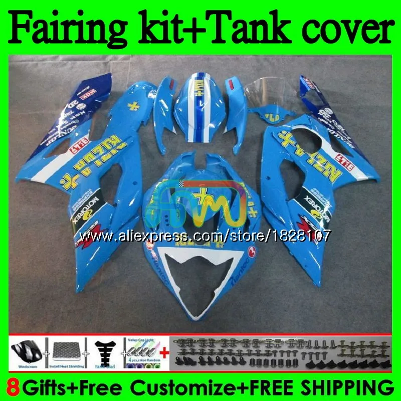Майка средства ухода за кожей для SUZUKI GSXR1000 rizla Blue K5 GSXR-1000 GSX R1000 98BS. 46 GSX-R1000 GSXR 1000 CC 1000CC 05 06 2005 2006 обтекатель