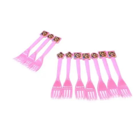 10pcs forks 10 шт./лот 7-дюймовый тарелки Маша День рождения украшения детское платье на свадьбу для девочек одноразовая посуда медведь Бумага пластины вечерние поставки - Цвет: 10pcs forks