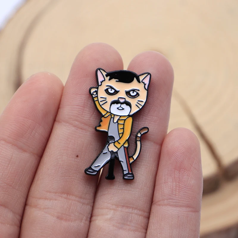 Булавка для кошки, королевы, Фредди Меркурий, эмалированная булавка для музыкального певца, нагрудная булавка для сумки, броши для шляпы, значок Ins, украшение для рюкзака, брошь A164