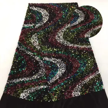 

(5yards/pc) high quality emerald green African French net lace fabric with sequins and wonderful embroidery for party YYZ7893