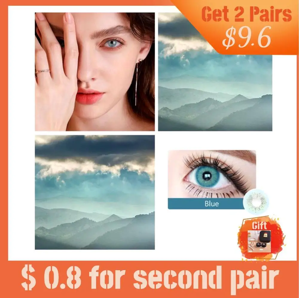 

[Free Shipping] Fancylook ã€Blue Mistã€‘Colored Contact Lenses Myopic Lense with Power 0~800 7 Tone Luxury Eye Len