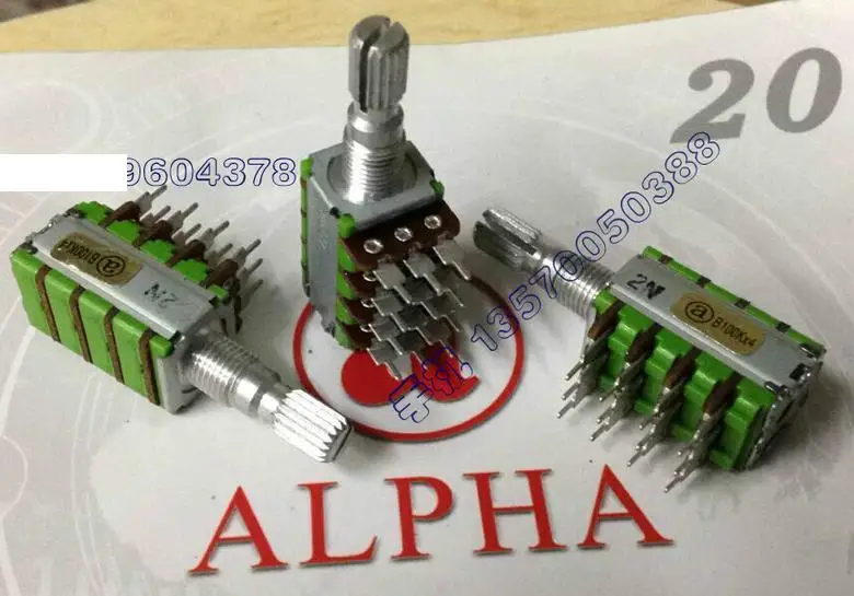 

2PCS/LOT Taiwan ALPHA Alfa RD124F-20 precision potentiometers quadruple B100K*4 axis long 20MM