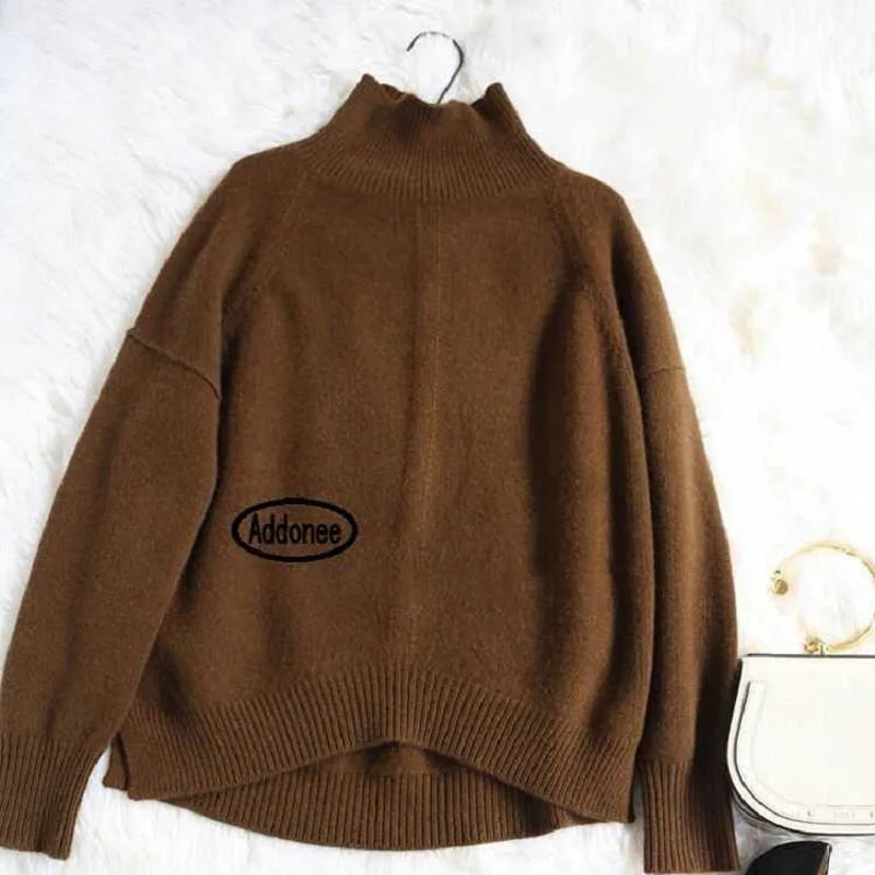 2021 Winter Women's Cashmere Sweater Pullover Turtleneck Large Size Casual Fashion Pure Color High Quality Warmth | Женская одежда