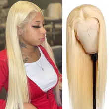 

613 Blonde Color Wig Long Straight Lace Front Human Hair Wigs For Women Natural Hairline Transparent Human Hair Wig 180% Density