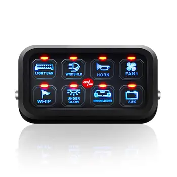 

8 Gang LED Switch Panel Slim Touch Control Panel Box with Harness and Label Stickers for Car Marine Boat Caravan