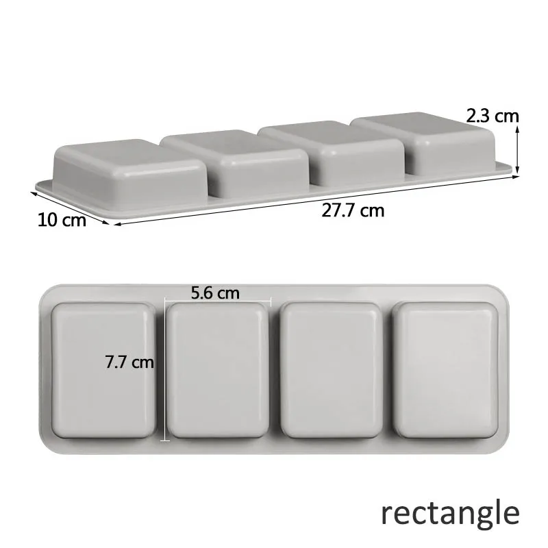 rectangle 4 отверстия Прямоугольная/круглая/Овальная форма для мыла портативная забавная Подарочная 3D форма для мыла ручной работы силиконовый инструмент - Цвет: rectangle