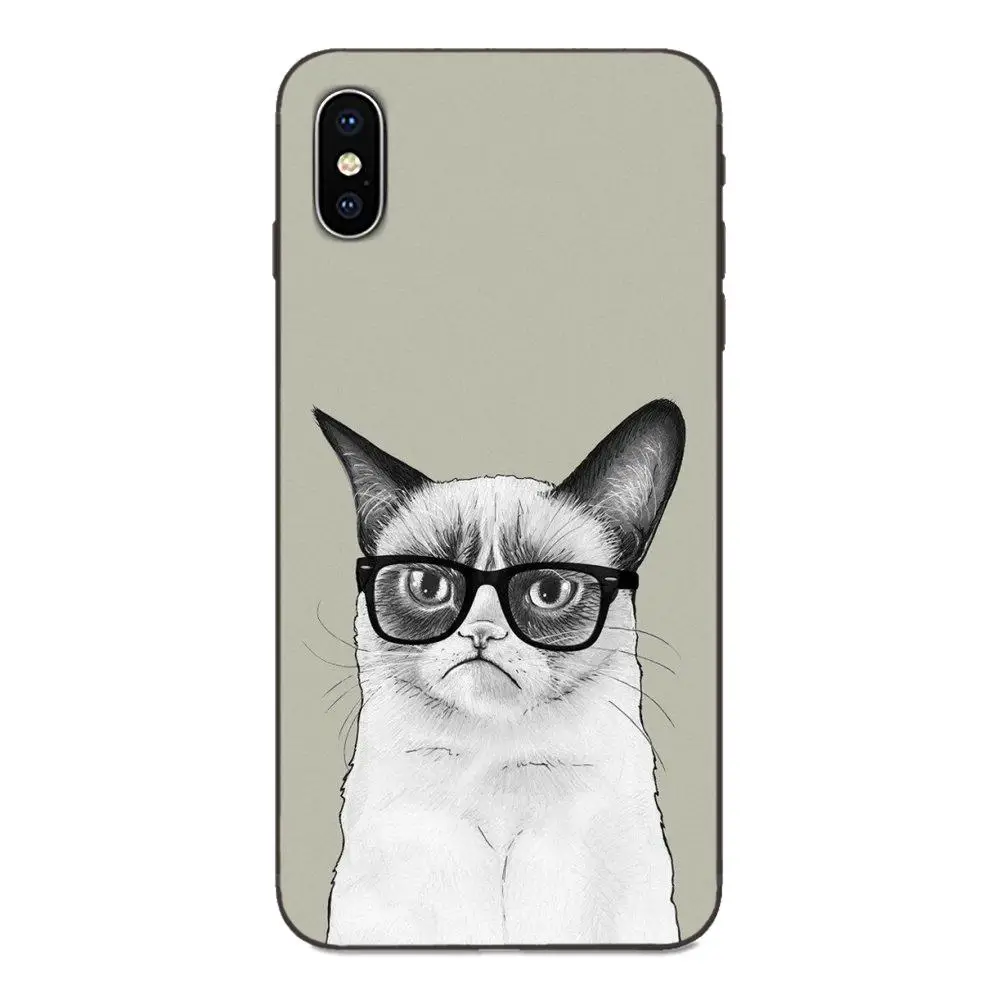 Животные кошки с очками для Galaxy C5 C7 J1 J2 J3 J330 J5 J6 J7 J730 M20 M30 Ace Core Max Мини плюс премьер