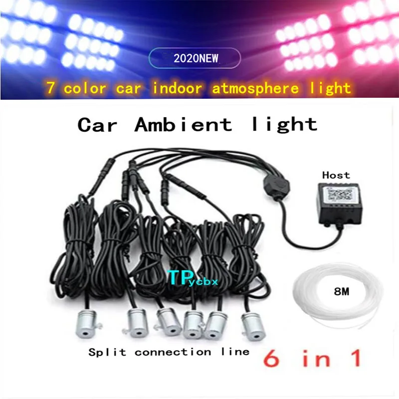 8M RGB fibra ottica Auto interni decorativi luce ambientale App controllo  del suono striscia LED accendisigari lampada atmosfera automatica 12V -  AliExpress