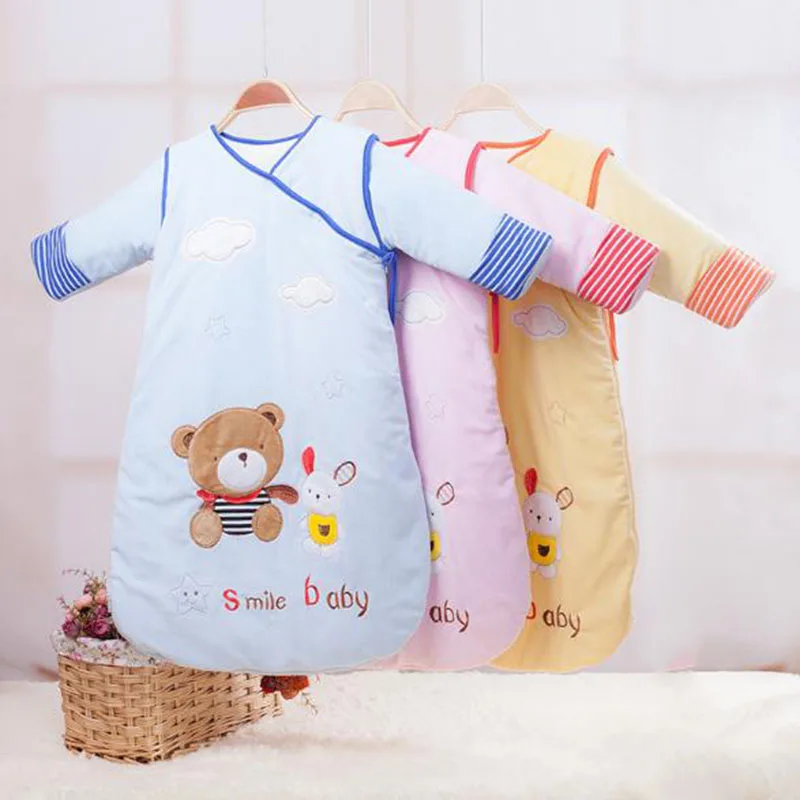 Зимний спальный мешок для малышей; теплый хлопковый спальный мешок для пеленания; зимний спальный мешок с длинными рукавами для малышей