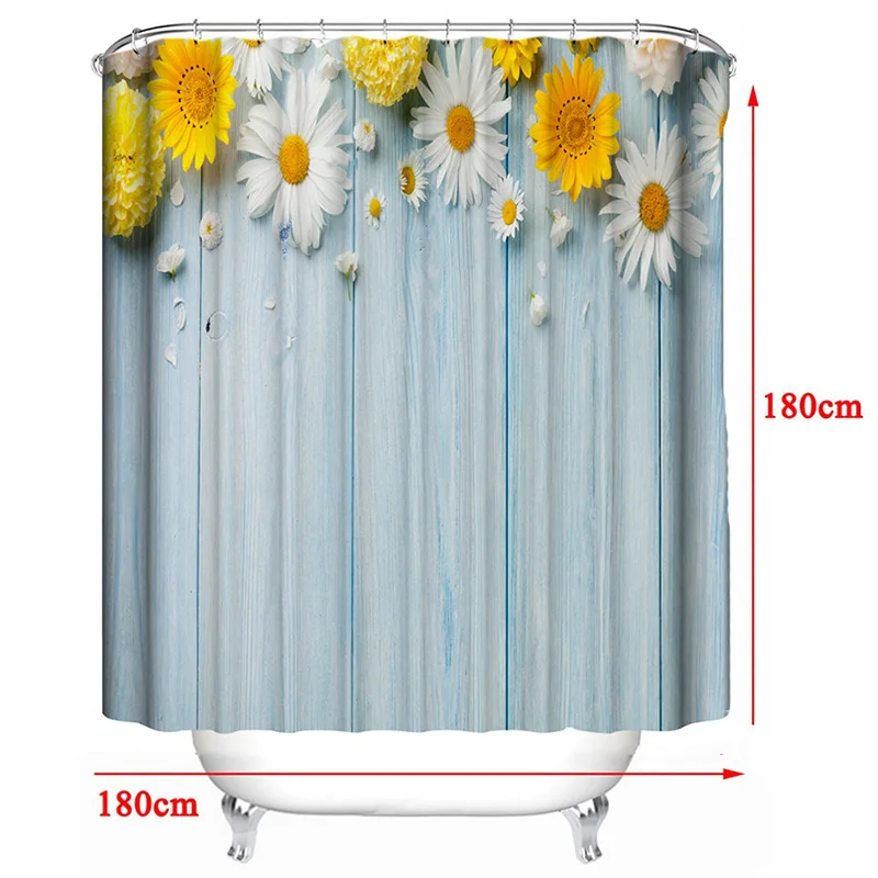 180x180cm Curtain 3 шт набор ковриков для ванной комнаты, занавеска для душа, цветной цветочный принт, прочный водонепроницаемый коврик для туалета, нескользящий коврик для ванной комнаты, набор ковриков - Цвет: 180x180cm Curtain