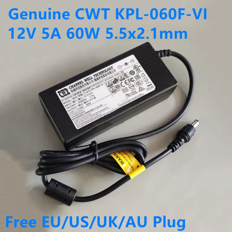 De 12V 12V 5A 60W 5,5x2,1mm CWT KPL-060F-VI CAD060121 adaptador de CA para suministro de energía para ACER ED273UR WQHD ED322Q ED273 cargador de ordenador portátil