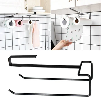 

1* Paper Holder Nail-Free Racks For Cabinets, Double-row Paper Towel Rags, Cling Film Racks Brand New