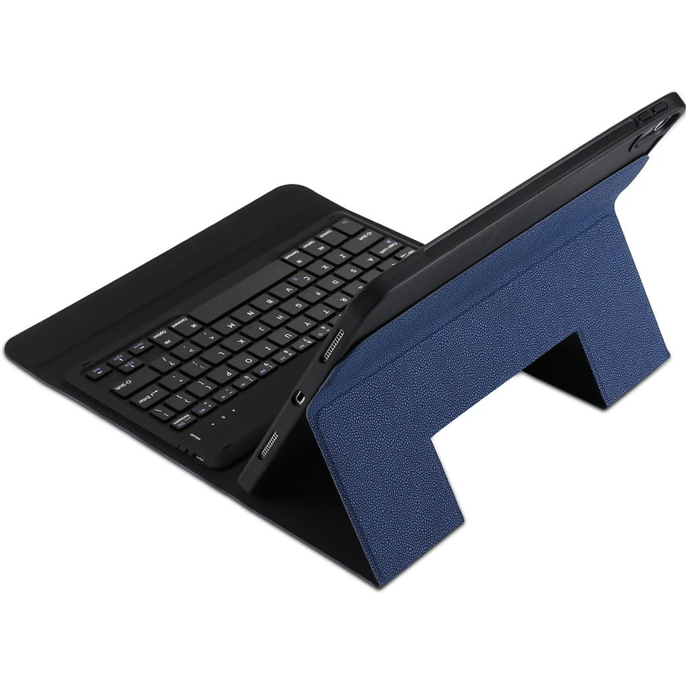 Blue For iPad Pro 11 Inch Tablet Bluetooth USA Keyboard and Tablet Leather Protective Case with Pen Holder Shockproof Bag Coque - Color: Blue