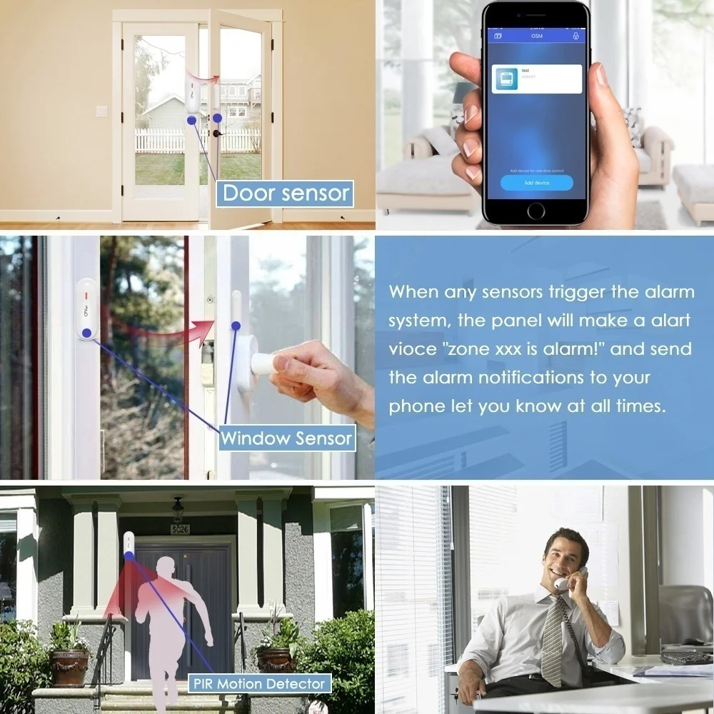 CPVAN Window Door Sensor Security Alarm Sensor Detector for Home/Store Security Sensor with Home Alarm System-433MHz