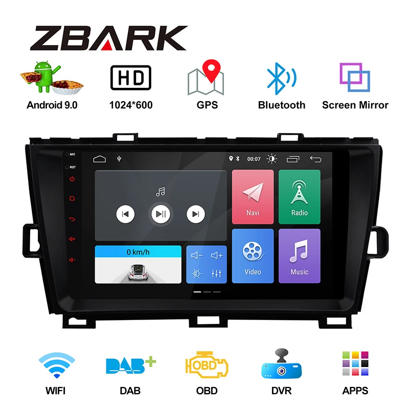 9 дюймов 2 Din Android 9,0 gps Bluetooth навигация правый руль автомобиля Радио стерео плеер для TOYOTA Prius 2009-2013 YHPRSYZMA2