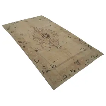 

140x245 Cm Beige Handmade Vintage Anatolian Rug-5x8 Ft