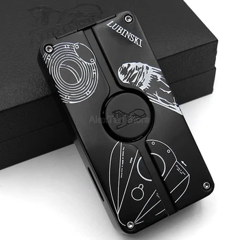 

Brand New Lubinski Metal 3 Torch Jet Flame Lighter Cigar Cigarette Windproof Lighters W/Cigar Punch Cohiba