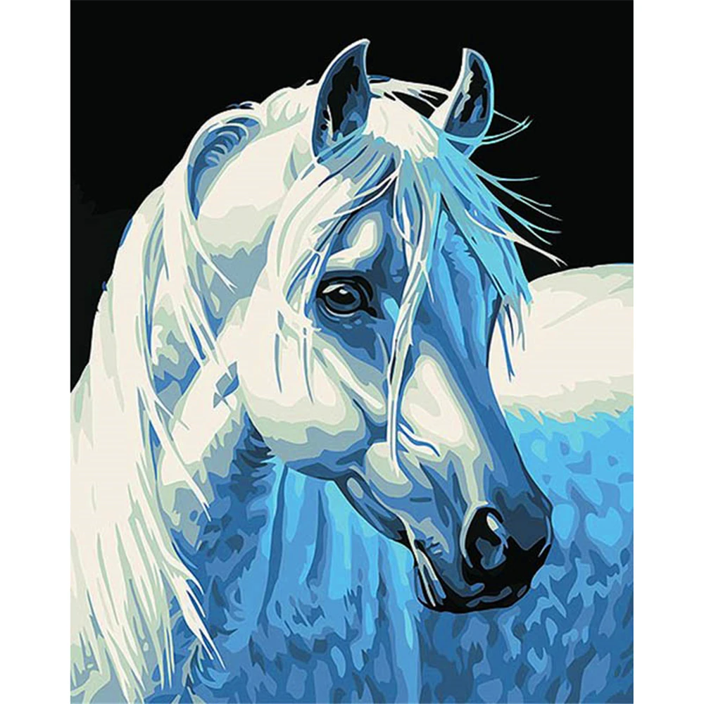 

White Horse Theme Painting by Numbers with Combo Inner Frame Packed in Colorful Box with 4050 size Colorful Canvas and Brushs