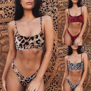 

Sexy Lingerie Set Bikinis Set Women Fashion Leopard Print Push-Up Padded Bra Beach Bikini Set Swimsuit #4n13