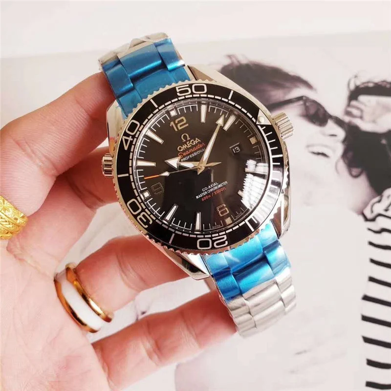 

Omega-Luxury Brand Ceramic Bezel Mens AAA Mechanical SS 007 Automatic Movement Mens Watch Designer Watches Wristwatches 611