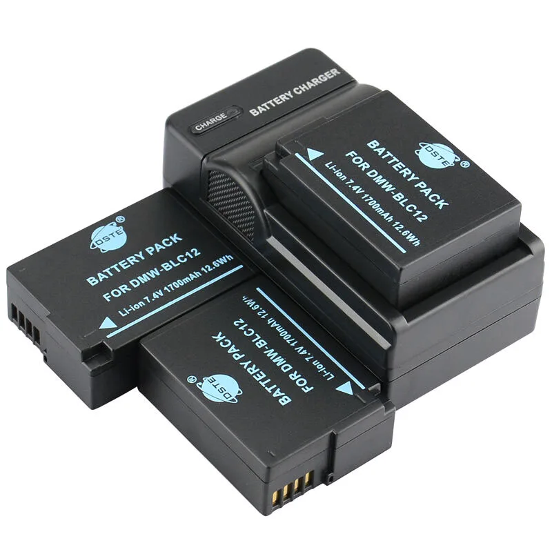 3 шт. 1700 мАч 7,4 V DSTE DMW-BLC12 BLC12E BLC12PP BP-DC12 Батарея Зарядное устройство для цифрового фотоаппарата Panasonic Lumix FZ1000 FZ200 FZ300 G5 G6 G7 GH2 GX8 - Цвет: 3Battery1Charger