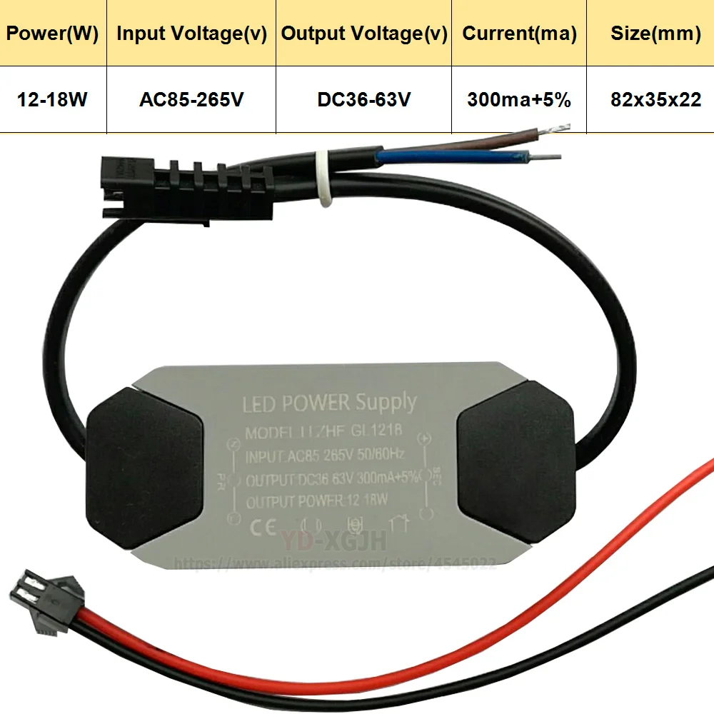 1 Вт-36 Вт 300mA Светодиодный драйвер питания DC12V24V75V адаптер AC85-265V для 12-18 Вт светодиодный ламповый осветительный трансформатор - Цвет: 12-18X1W