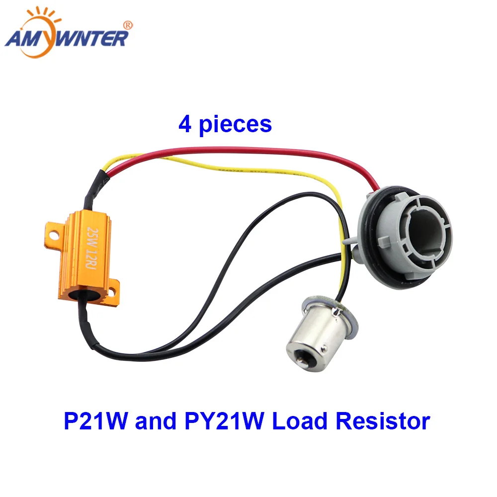 AMYWNTER 1156 BA15S P21W canbus PY21W автомобильный декодер компенсатора светодиодный нагрузочный резистор Автомобильная сирена, легкая в установке, 12В 25 Вт 12OHM без мерцания декодер