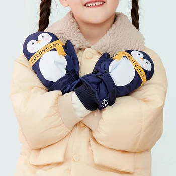 

-30 Outdoor Sports Ski Gloves Chidlren Winter Waterproof Keep Warm Cute Cartoon Pattern Boys Girls Snowboard Gloves 6-12 Yearold