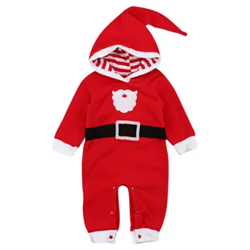 

Autumn Baby Girl Christmas Santa Claus Print Hoodie Romper Infant Long Sleeve Jumpsuit Costumes