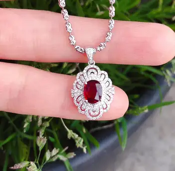 

D314 Fine Jewelry 18K Gold AU750 Natural 100% Red Ruby 1.02ct Pendant Gold Diamond Pendant Gemstone Necklaces for Women