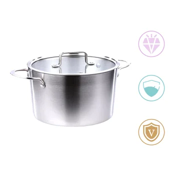 

1Pc Stock Pot with Lid and Double Handles Stainless Steel Stockpot Household Soup Pot Cookware Pot for Home Kitchen Resturant Co