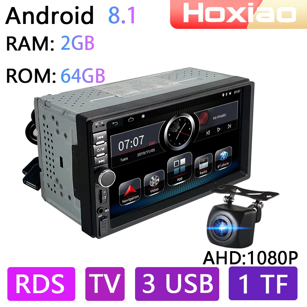 Автомагнитола 2 Din с Android 8 1 ОЗУ Гб ПЗУ 64 ГБ Wi Fi FM AM RDS BT ISDB TV GPS
