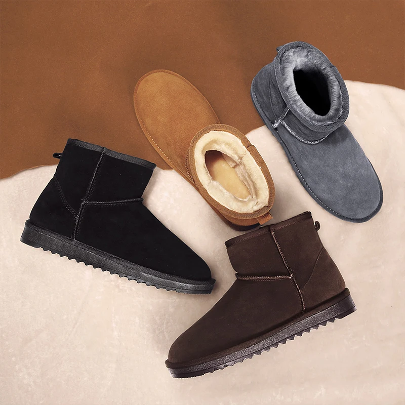 Waterproof Ankle Snow Boots Men Women Winter Shoes Plush Fur Snowboots Kar Botu Buty Zimowe Snowshoes Bottines Femme Hiver