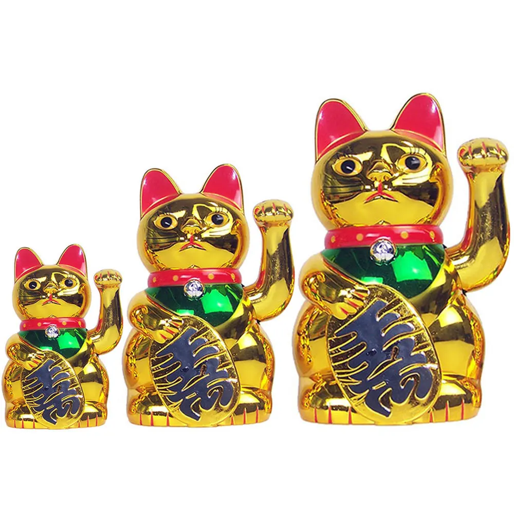 Plastic Chinese Maneki Neko Beckoning Waving Lucky Cats Figure Moving Arm Home Hotel Decor Figurines Miniatures Aliexpress