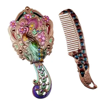 

1 Set Portable Cosmetic Mirror Small Mirror with Comb for Ladies