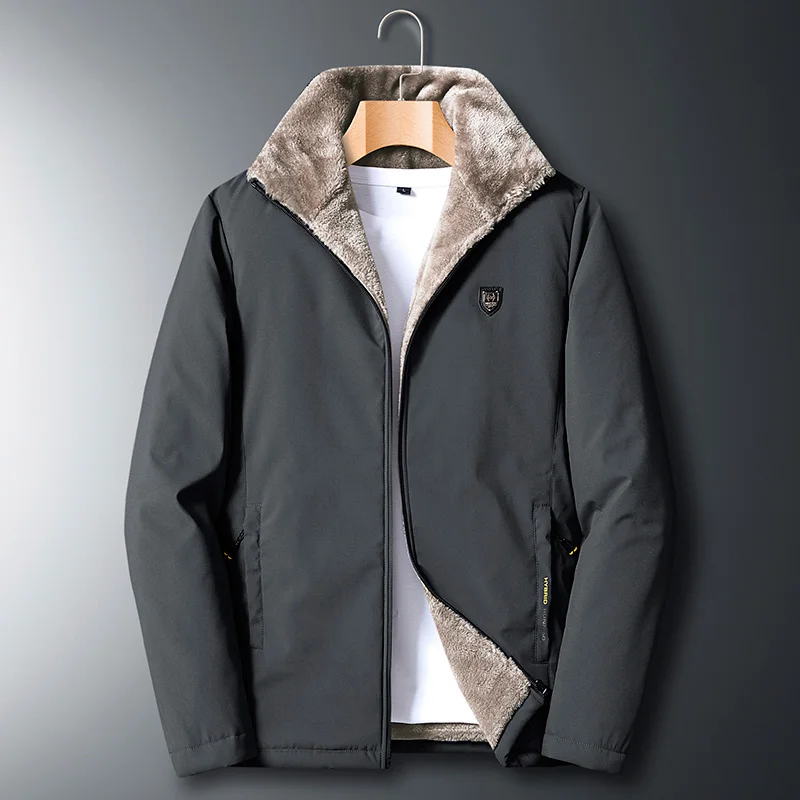 Fleece Jacket Men 's Warm Thick Windbreaker High Quality Fur Collar Coat Plus Size M-8XL Brand Fashion Winter Fleece Parkas 2