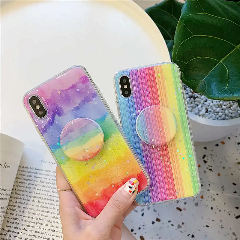 

Glitter Rainbow Stand Case For Huawei Honor 8X 9X 10i 20i V10 V20 10 lite P20 P30 Mate 20 30 Pro Nova 3i 3 4 5 5i 3e 4e Cover