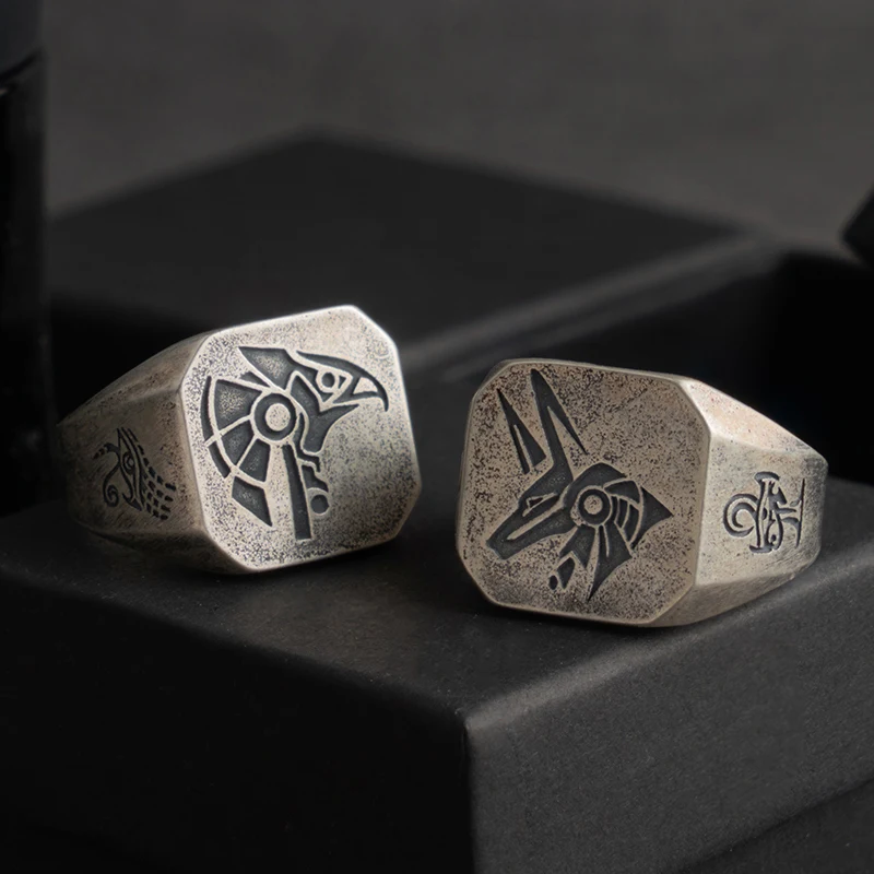 Eye of Horus Silver rings for man Vintage Anubis fashion jewelry hippop | Украшения и аксессуары