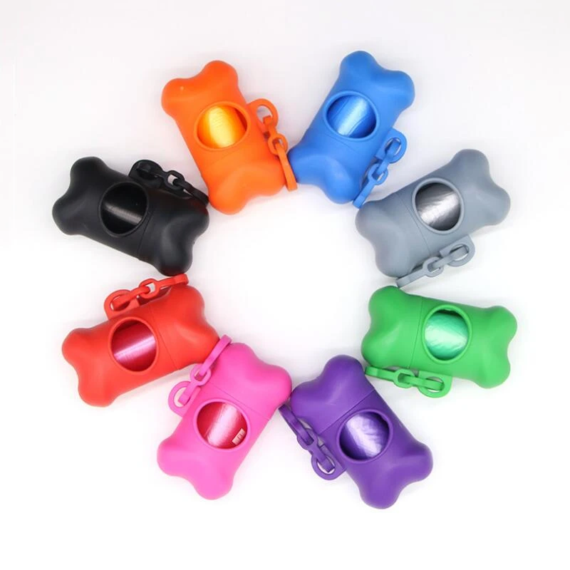 Pet residuos dispensador de bolsa de residuos para perros Bolsa-bolsa de basura de plástico portador dispensador caso perro mascota 10 rollo de residuos bolsas de caca