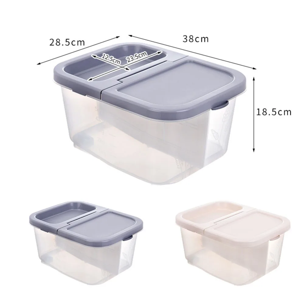 10L Kitchen Food Storage Box Cereal Grain Bean Rice Plastic Storage Container Box Sealed Cans For Coarse Cereals Grains