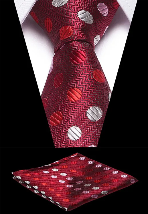 

Fashion Men`s Necktie 7.5cm Silk Red Black Stripe Jacquard Woven Tie Handkerchief Set For Formal Dress Accessories Wedding Party