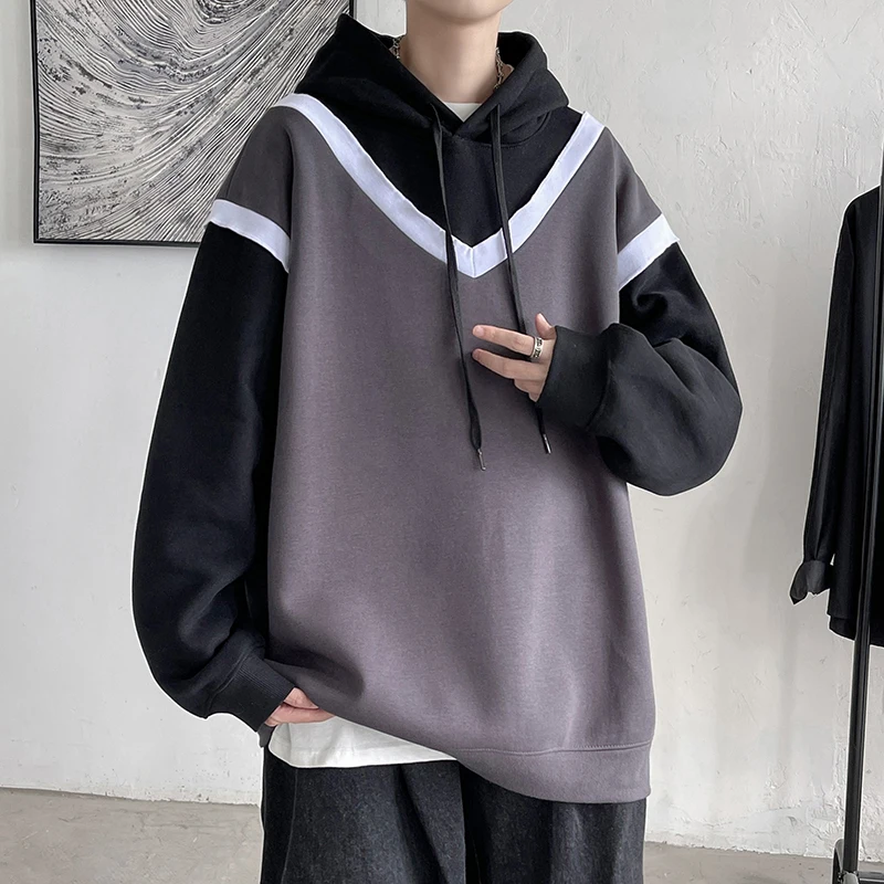 Hoodie Warna Solid Pria Korea 2022 