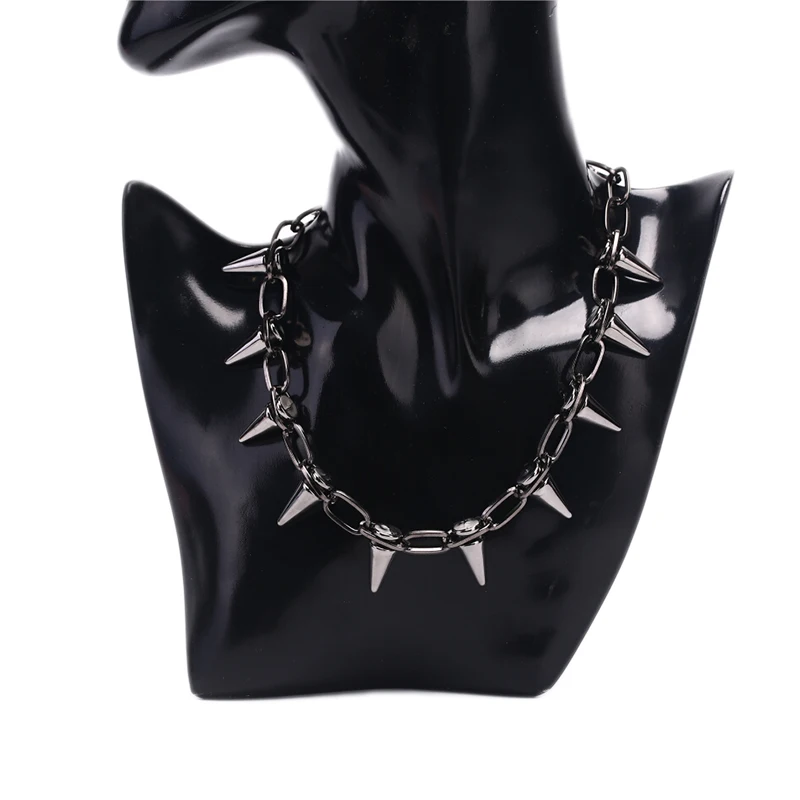1Pc Rivets Aterial Chokers Punk Goth Handmade Choker Necklace Silver Spike Rivet Necklace Rock Gothic Chocker