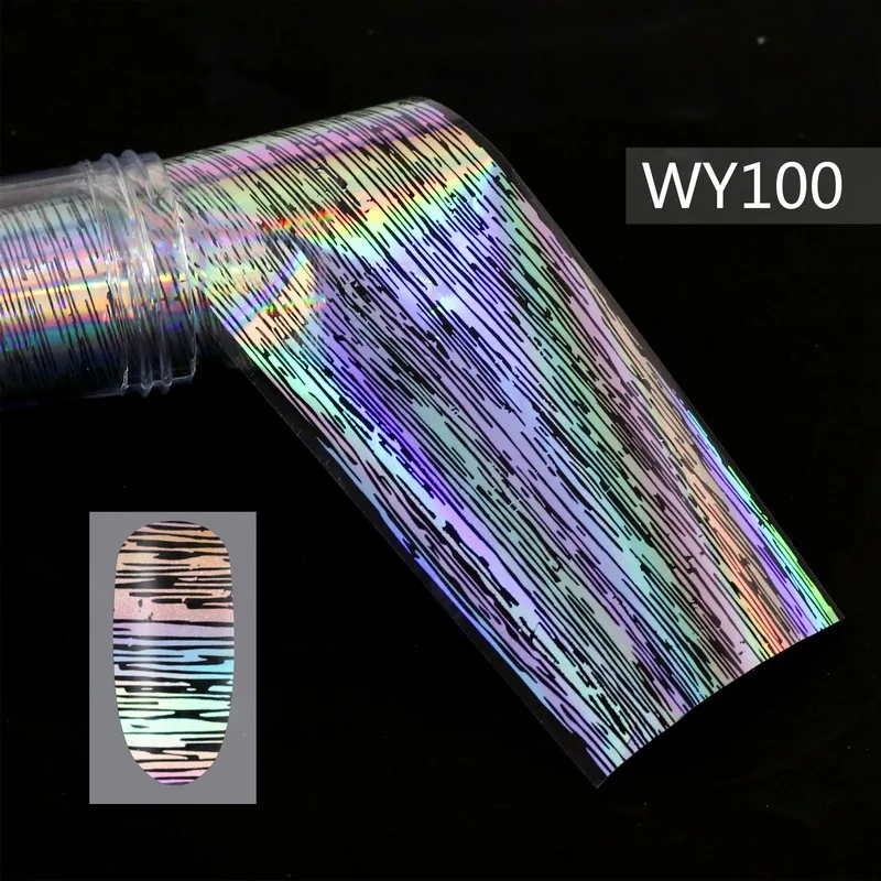 WY100 1 рулон пламени цветок письмо дизайн голографическая лазерная наклейка для ногтей смешанный узор ногтевые переводные наклейки из фольги s 28 Стиль Маникюр - Цвет: WY100