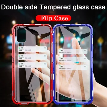 

Magnetic Metal phone Case For samsung a51 A51 Double side tempered Glass cover Sumsung a71 A71 a 71 51 a715F a515F case